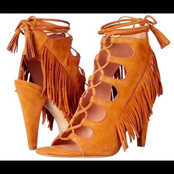 Sigerson Morrison Marita designer boho 
Heel spring Sandal,Fringed / Suede - Picture 1 of 5